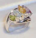 Vintage 925 Sterling Silver Multi-Gemstone Ring (6