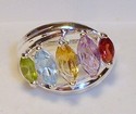 Vintage 925 Sterling Silver Multi-Gemstone Ring (6