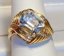 Vintage 14K Yellow Gold Cubic Zirconia Ring (7) 