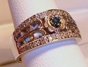 Vintage 14K White Gold Blue & White Diamond Ring (