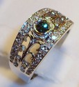 Vintage 14K White Gold Blue & White Diamond Ring (