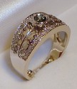 Vintage 14K White Gold Blue & White Diamond Ring (