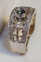 Vintage 14K White Gold Blue & White Diamond Ring (