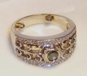 Vintage 14K White Gold Blue & White Diamond Ring (