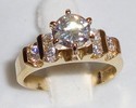 Vintage 10K Yellow Gold Cubic Zirconia Ring (8) 