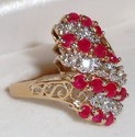 Vintage 10K Gold Filigree Ruby & Diamond Ring (8) 