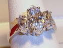 Vintage 10K White Gold Cubic Zirconia Ring (6) 