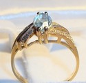 Vintage 14K Yellow Gold Aquamarine Florentine Ring