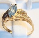 Vintage 14K Yellow Gold Aquamarine Florentine Ring