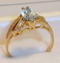 Vintage 14K Yellow Gold Aquamarine Florentine Ring