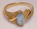 Vintage 14K Yellow Gold Aquamarine Florentine Ring