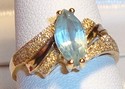 Vintage 14K Yellow Gold Aquamarine Florentine Ring