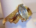 Vintage 14K Yellow Gold Aquamarine Florentine Ring