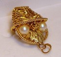 Vintage 10K Yellow Gold Pearl Basket Charm/Pendant