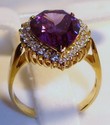 QVC 14K Yellow Gold Purple/Clear Cubic Zirconia Ri