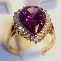 QVC 14K Yellow Gold Purple/Clear Cubic Zirconia Ri