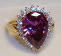 QVC 14K Yellow Gold Purple/Clear Cubic Zirconia Ri