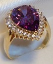 QVC 14K Yellow Gold Purple/Clear Cubic Zirconia Ri