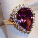 QVC 14K Yellow Gold Purple/Clear Cubic Zirconia Ri