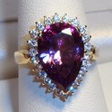 QVC 14K Yellow Gold Purple/Clear Cubic Zirconia Ri