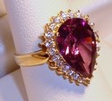 QVC 14K Yellow Gold Purple/Clear Cubic Zirconia Ri