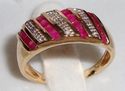 Vintage 10K Gold Spinel & Diamond Ring (9) 