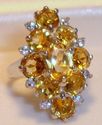 Vintage 925 Sterling Silver Citrine & CZ Ring, (6)