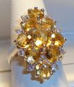 Vintage 925 Sterling Silver Citrine & CZ Ring, (6)