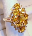 Vintage 925 Sterling Silver Citrine & CZ Ring, (6)