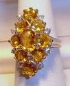 Vintage 925 Sterling Silver Citrine & CZ Ring, (6)