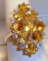 Vintage 925 Sterling Silver Citrine & CZ Ring, (6)