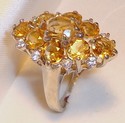 Vintage 925 Sterling Silver Citrine & CZ Ring, (6)