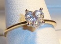 Vintage 14K Yellow Gold Heart Cubic Zirconia Ring 