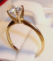 Vintage 14K Yellow Gold Heart Cubic Zirconia Ring 