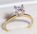 Vintage 14K Yellow Gold Heart Cubic Zirconia Ring 