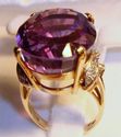 Vintage 585 14K Yellow Gold Amethyst & Diamond Rin