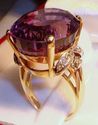 Vintage 585 14K Yellow Gold Amethyst & Diamond Rin