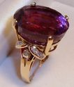 Vintage 585 14K Yellow Gold Amethyst & Diamond Rin