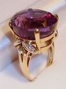 Vintage 585 14K Yellow Gold Amethyst & Diamond Rin