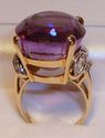 Vintage 585 14K Yellow Gold Amethyst & Diamond Rin