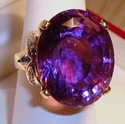 Vintage 585 14K Yellow Gold Amethyst & Diamond Rin