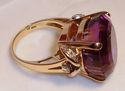 Vintage 585 14K Yellow Gold Amethyst & Diamond Rin