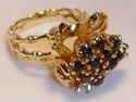 Vintage 14K Yellow Gold Sapphire Bamboo Floral Rin