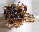 Vintage 14K Yellow Gold Sapphire Bamboo Floral Rin