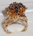 Vintage 14K Yellow Gold Sapphire Bamboo Floral Rin