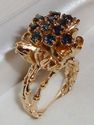 Vintage 14K Yellow Gold Sapphire Bamboo Floral Rin