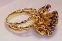 Vintage 14K Yellow Gold Sapphire Bamboo Floral Rin