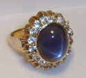 Vintage 14K Gold Star Aquamarine & Goshenite Ring 