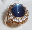 Vintage 14K Gold Star Aquamarine & Goshenite Ring 