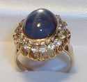 Vintage 14K Gold Star Aquamarine & Goshenite Ring 